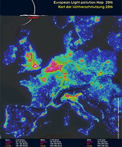 carte de pollution lumineuse euroepeene A4 AVEX 2016